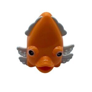 Wind-Up Squid Orange &‎ White Fish Toy 2.25" Side Ways Walking Ocean